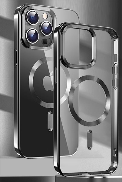 Kryt na mobil Swissten Clear Jelly MagStick Metallic pre iPhone 15 Ultra čierne.