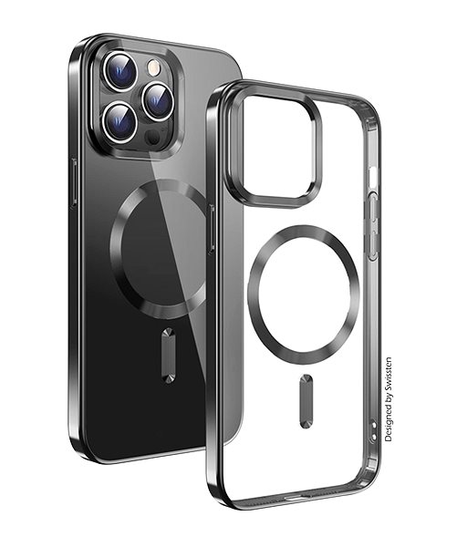 Telefon tok Swissten Clear Jelly MagStick Metallic iPhone 12/12 Pro fekete tok ...