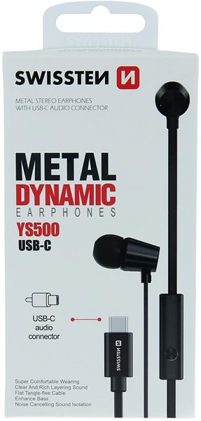 Slúchadlá Swissten Earbuds Dynamic USB-C YS500 čierne ...