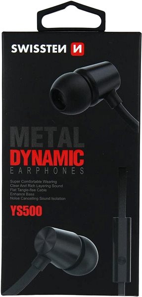 Sluchátka Swissten Earbuds Dynamic YS500 černá Obal/krabička