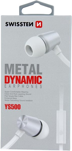 Headphones Swissten Earbuds Dynamic YS500, Silver/White Packaging/box