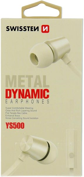 Headphones Swissten Earbuds Dynamic YS500, Gold Packaging/box