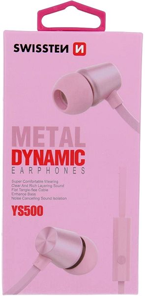 Headphones Swissten Earbuds Dynamic YS500, Pink/Gold Packaging/box