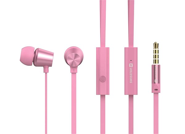 Headphones Swissten Earbuds Dynamic YS500, Pink/Gold Connectivity (ports)