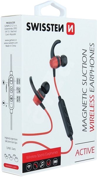 Wireless Headphones Swissten Active Red Packaging/box