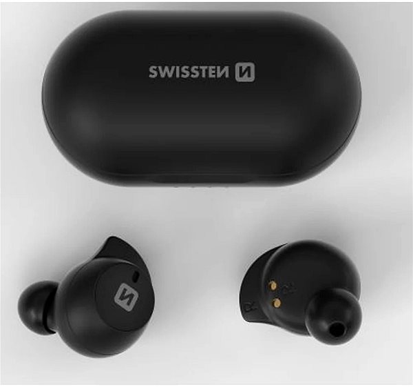 Wireless Headphones Swissten Stonebuds Black Lateral view
