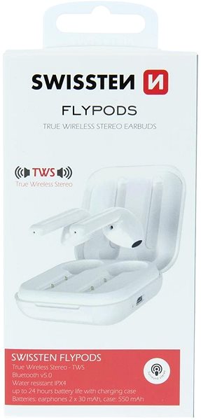 Kabellose Kopfhörer Swissten Flypods Bluetooth TWS Kopfhörer - weiß Verpackung/Box
