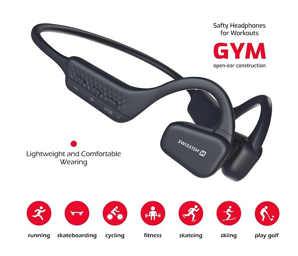 Bezdrôtové slúchadlá Swissten Gym Air Conduction Bluetooth ...