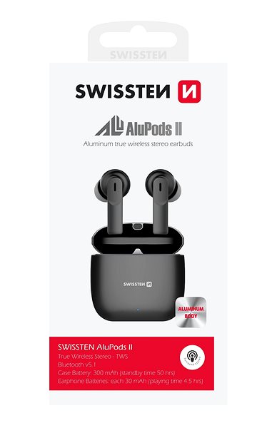 Vezeték nélküli fül-/fejhallgató Swissten Alupods II Bluetooth TWS ...