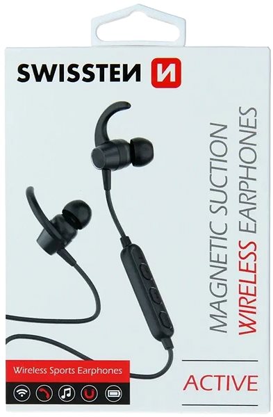Vezeték nélküli fül-/fejhallgató Swissten Active fekete Csomagolás/doboz