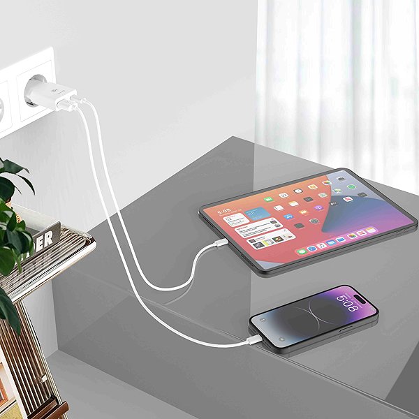 Netzladegerät Swissten GaN USB-C + USB-A Stromadapter 30W Weiß ...