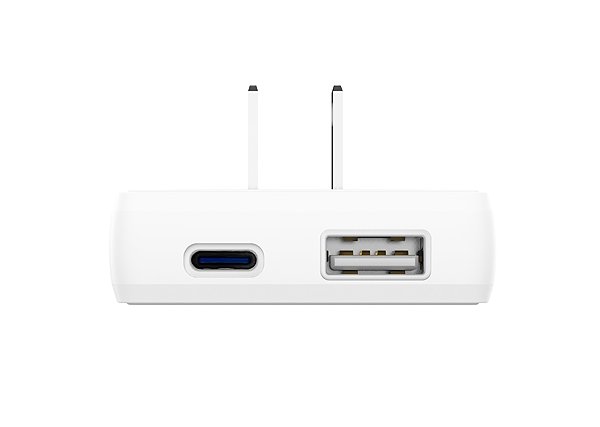 Wall Charger Swissten Travel Adapter GaN USB-C + USB-A 45W Interchangeable Fork (US, EU, UK) White ...