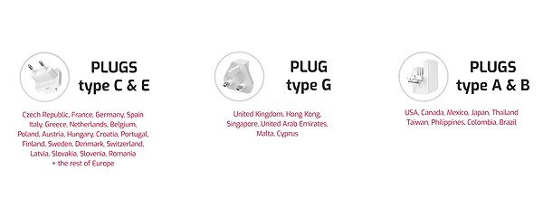 Netzladegerät Swissten Reiseadapter GaN USB-C + USB-A 45 W, austauschbare Stecker (US, EU, UK), weiß ...