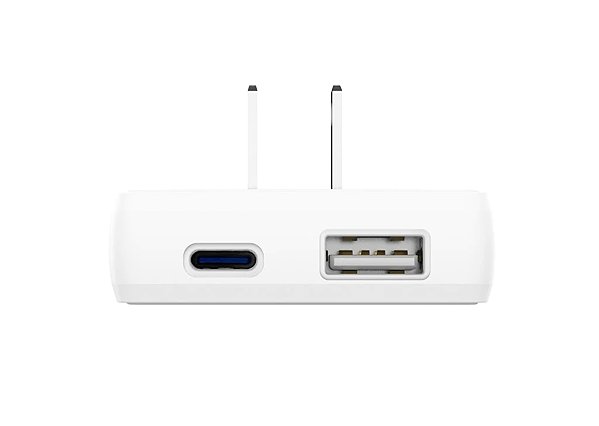 Wall Charger Swissten Travel Adapter GaN USB-C + USB-A 65W Replaceable Fork (US, EU, UK) White ...