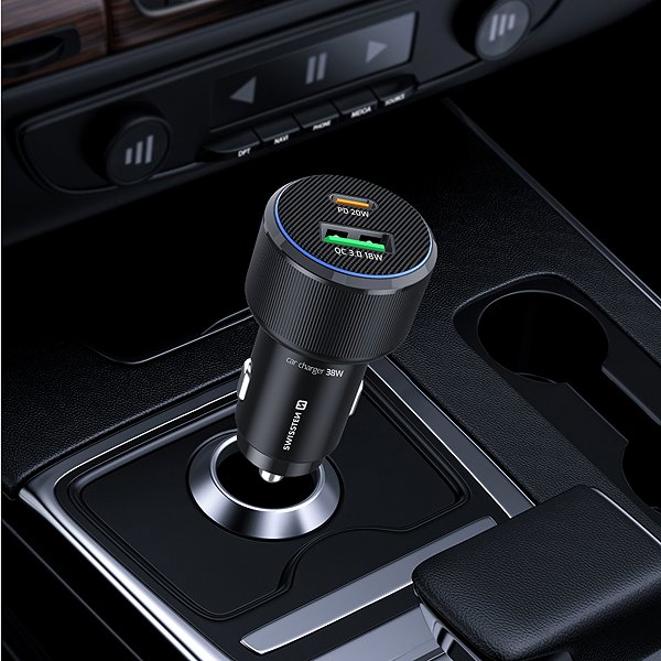 Car Charger Swissten CL Adapter 2x USB-C PD 50 W black ...