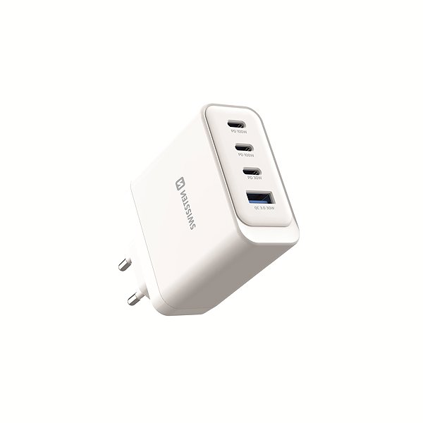Netzladegerät Swissten GaN 2x USB-C PD 100W +1x USB-C PD 20W + 1x USB-A QC 30W QC Weiß ...