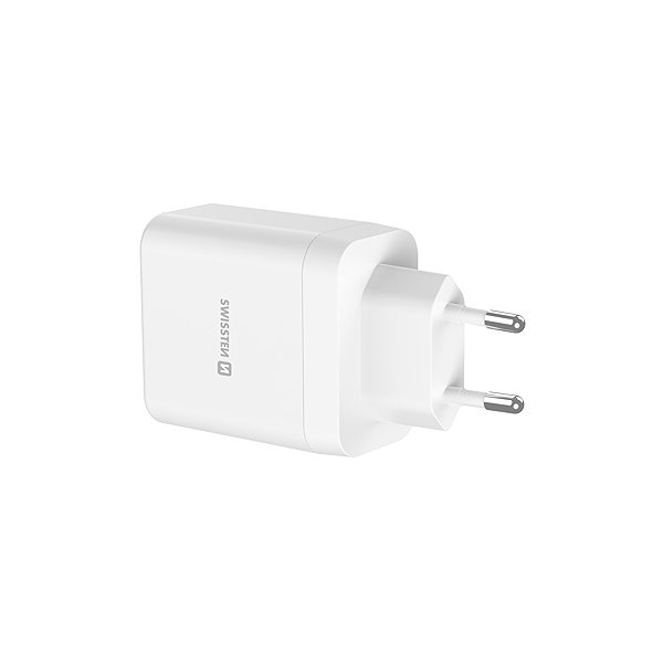 Wall Charger Swissten GaN 1x USB-C 45W PD + 1x USB-A 18W QC White ...