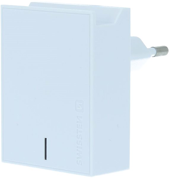 Netzladegerät Swissten Netzadapter USB-C 45W PD weiß Seitlicher Anblick