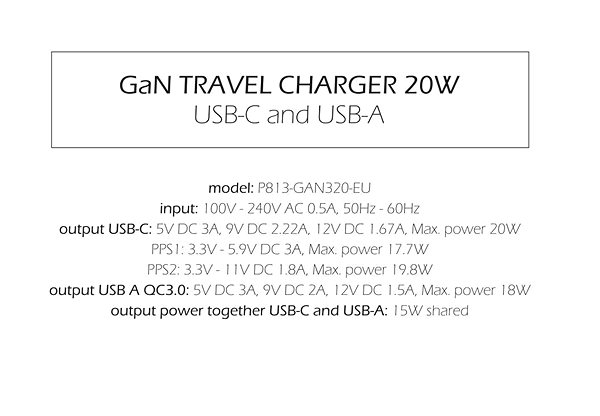 Wall Charger Swissten GaN power adapter 1x USB-C 20W PD + 1x USB-A 18W QC white ...