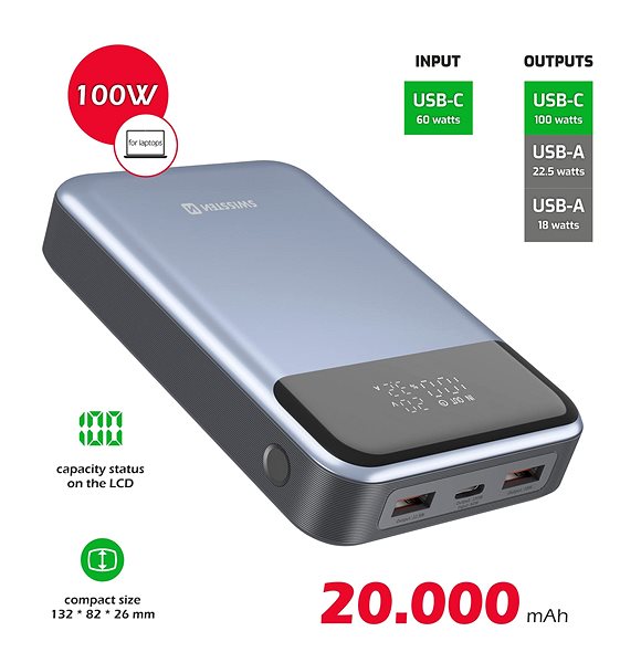 Power Bank Swissten Power Bank 20 000 mAh 100W Power Delivery for laptops ...