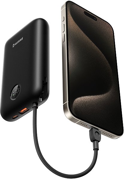 Power Bank Swissten Voltbox 35W 20000 mAh with integrated USB-C and Lightning cables black ...