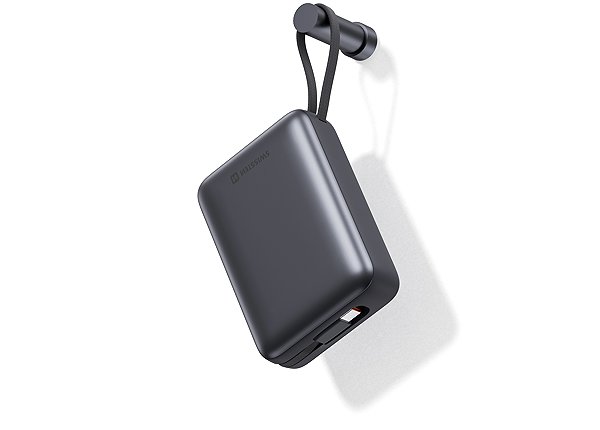 Power Bank Swissten 20000 mAh with integrated USB-C and Lightning cables space silver ...