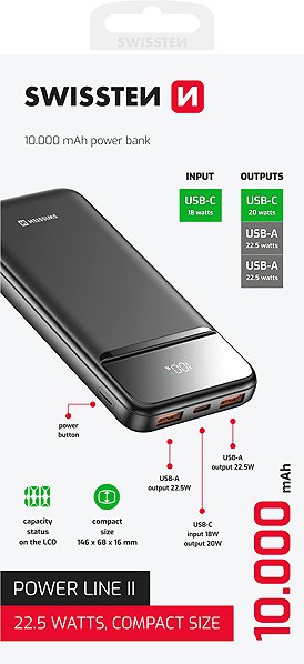 Power Bank Swissten 10000 mAh Power Line II black ...