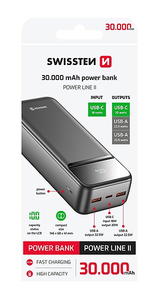 Power Bank Swissten 30000 mAh Power Line II black ...
