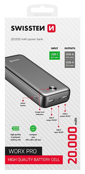 Power Bank Swissten 20000 mAh Worx Pro black ...