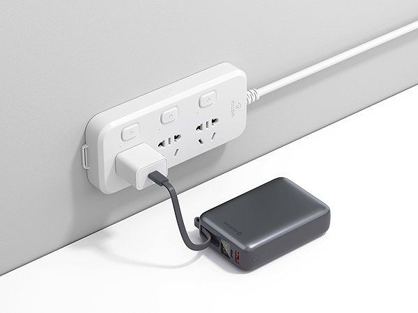 Power Bank Swissten 20000 mAh 45W with integrated USB-C cable space silver ...