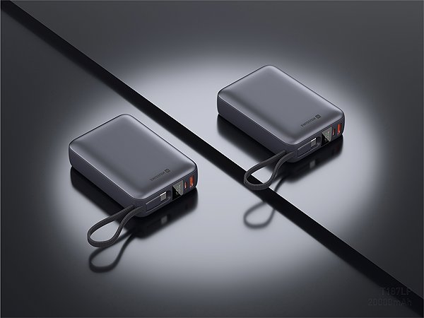 Power Bank Swissten 20000 mAh 45W with integrated USB-C cable space silver ...