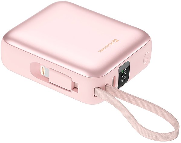 Power Bank Swissten Power Bank Space 10.000mAh with integrated USB-C and Lightning cables Pink ...