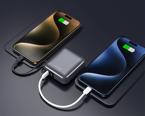 Power Bank Swissten Power Bank Space 10.000mAh, 35W with integrated USB-C cable Silver ...