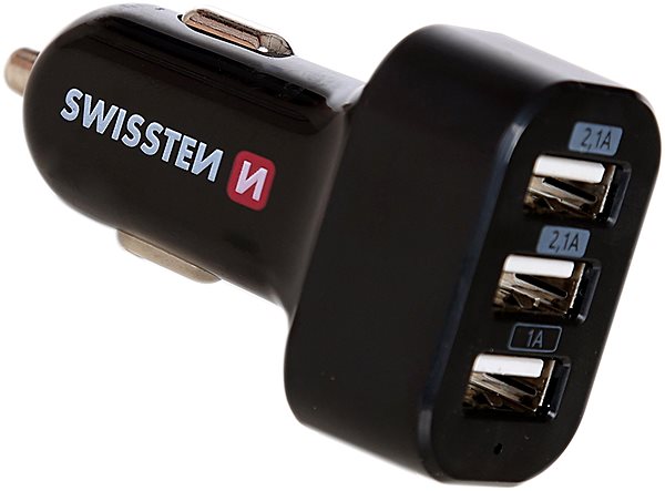 Nabíjačka do auta Swissten adaptér do auta 3× USB 5,2 A Bočný pohľad