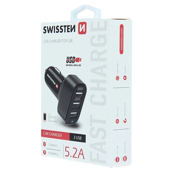 Auto-Ladegerät Swissten Autoadapter 3xUSB 5.2A ...