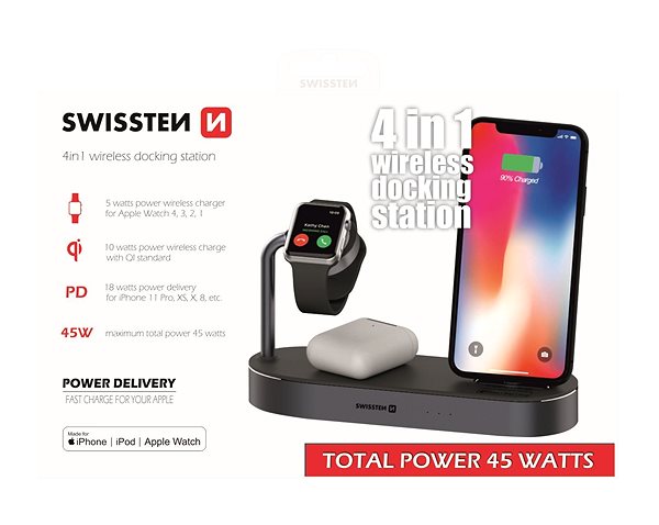 Kabelloses Ladegerät Swissten Wireless 4in1 MFi Mermale/Technologie