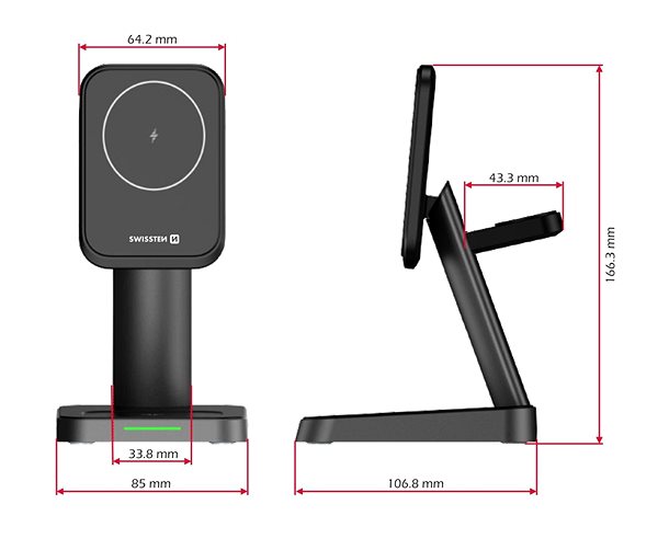 Ladeständer Swissten MagStick Wireless Charger 3in1 22,5 Watt (MagSafe kompatibel) - schwarz ...