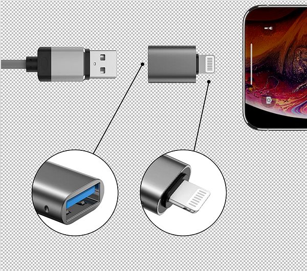 Adapter Swissten OTG Adapter Lightning (M) / USB-A (F) ...