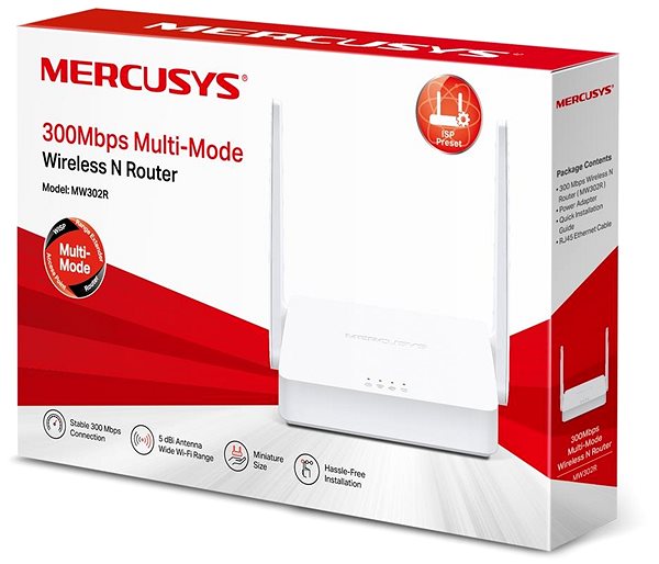 WiFi router MERCUSYS 2,4GHz Wi-Fi router, 3× RJ45 MW302R ...