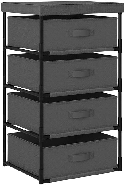 Úložný box Úložný so 4 textilnými košíkmi oceľ sivý 322623 Bočný pohľad