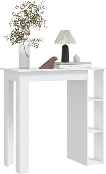 Barový stôl Barový stôl s regálom biely 102 × 50 × 103,5 cm, 809458 ...