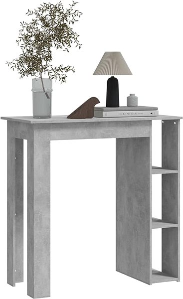 Barový stôl Barový stôl s regálom betónovo sivý 102 × 50 × 103,5 cm, 809462 ...