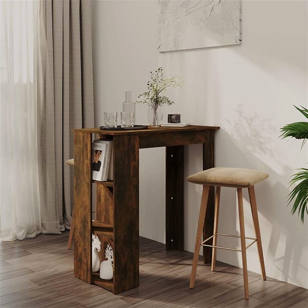 Barový stôl Barový stôl s regálom dymový dub 102 × 50 × 103,5 cm, 812963 ...