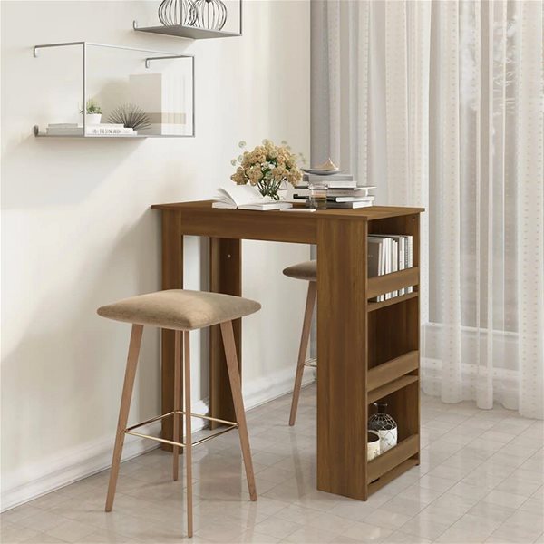 Barový stôl Barový stôl s úložným regálom hnedý dub 102 × 50 × 103,5 cm, 812968 ...
