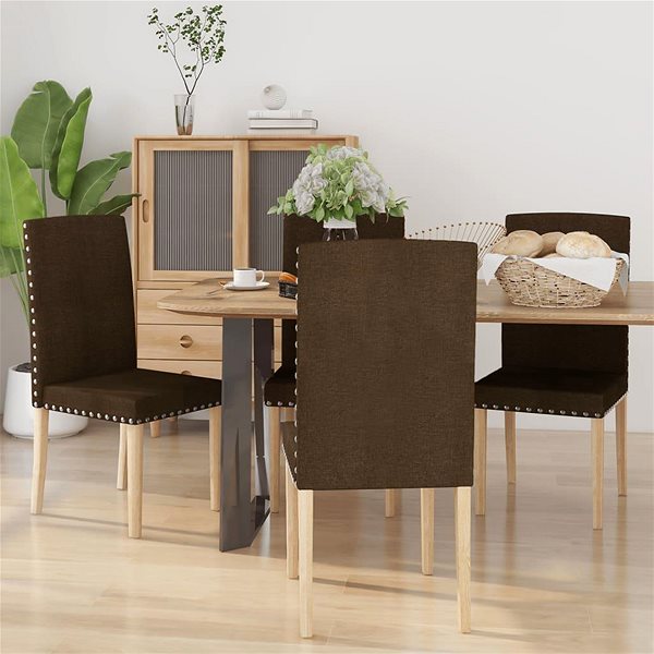 Jídelní židle Jídelní židle 4 ks hnědé textil, 336794 ...