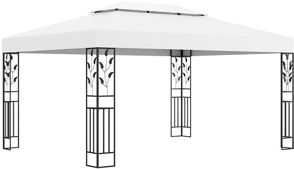 Záhradný altánok SHUMEE s dvojitou strieškou a svetelnými LED reťazami 3 × 4 m biely ...