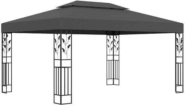 Záhradný altánok SHUMEE s dvojitou strieškou a svetelnými LED reťazami 3 × 4 m antracitový ...