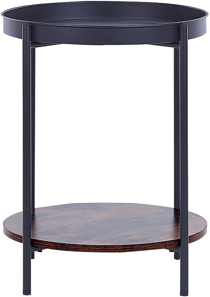 Odkladací stolík BELIANI tmavé drevo/čierny priemer 41 cm BORDEN ...