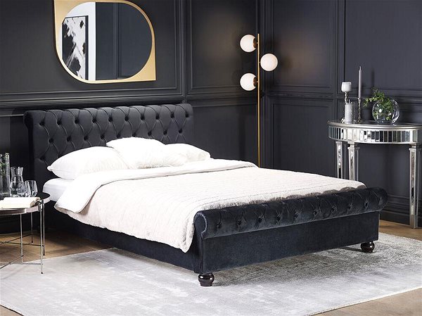 Postel BELIANI postel Chesterfield AVALLON 160 × 200 cm, černá ...
