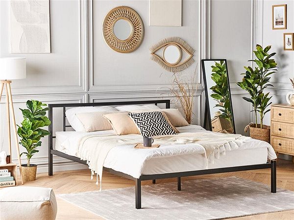 Posteľ BELIANI kovová čierna s rámom CUSSET 160 × 200 cm ...